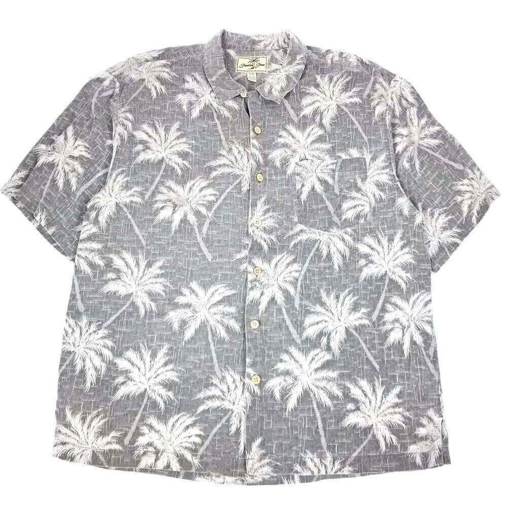 Jamaica Jaxx 100% Silk Palm Tree Short Sleeve Button Down Hawaiian Shirt Mens XL